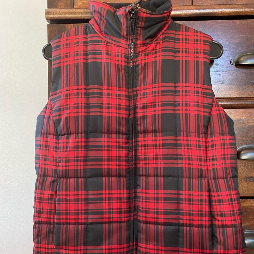Red and Black Plaid Vest